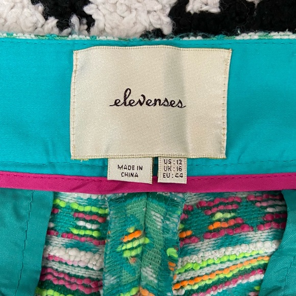 Anthropologie Elevenes Blue/Green Patterned Women Shorts - Picture 5 of 5